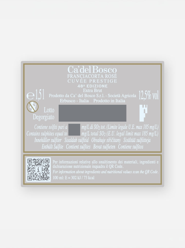 6 calici Riedel + Cuvée Prestige Rosé Edizione 48 1,5 lt